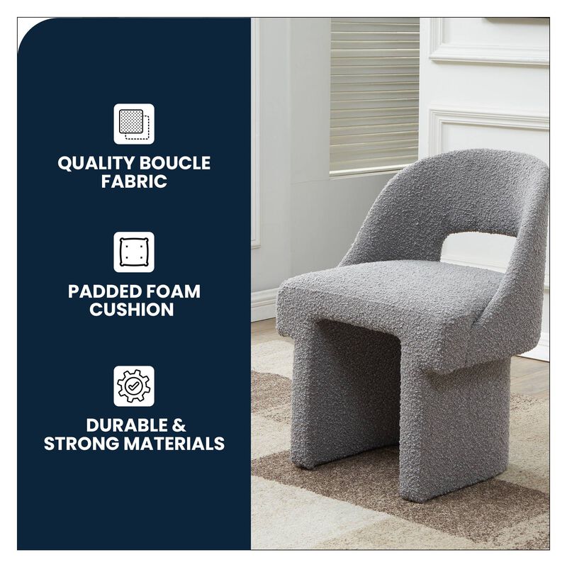 LeisureMod Modern Side Boucle Accent Chair Set of 2 &ndash; Quell Collection, Stylish and Cozy Chairs for Living Room, Office, and Contemporary Spaces