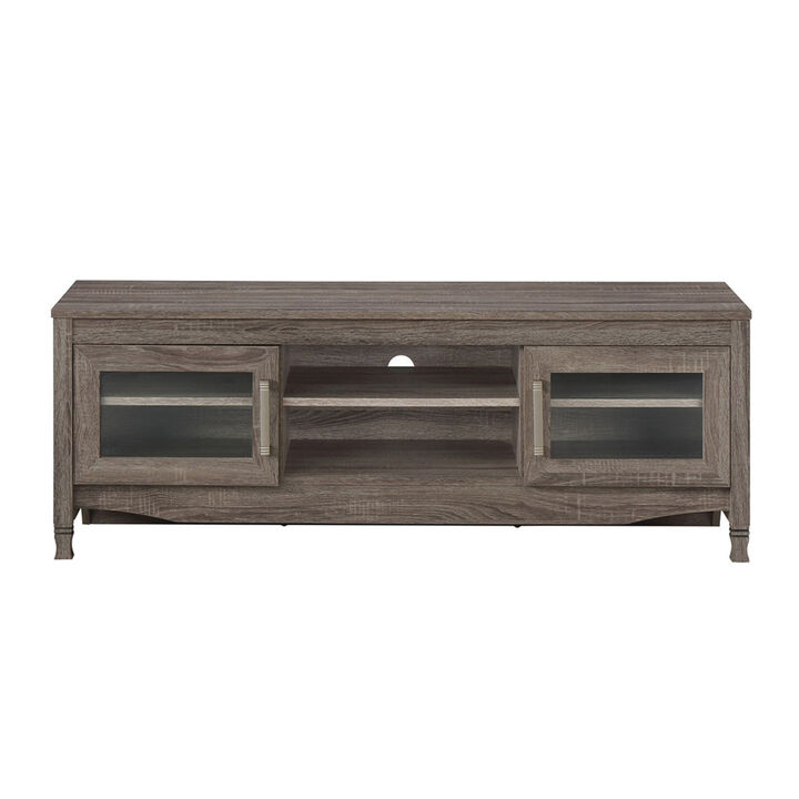 HomeRoots 53" Gray Wood Enclosed and Open Storage TV Stand