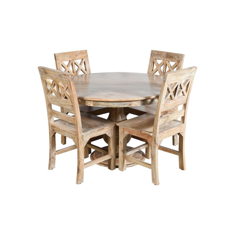 Jenna 48 Round Table with 2 sets of Solid Wood Chairs