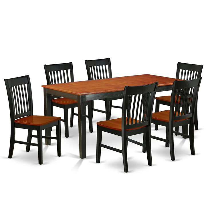 East West Furniture Dining Room Set Black & Cherry, NINO7-BCH-W