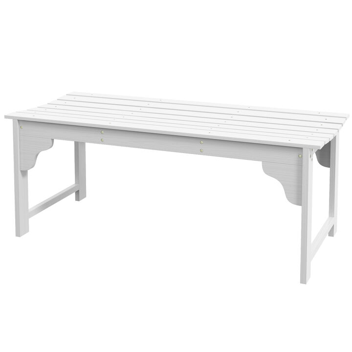 Outsunny Wooden Garden Bench, Outdoor Park Bench with Slatted Seat, Backless Front Porch Bench with Curved Seat for Conservatory, Garden, Poolside, Deck, White