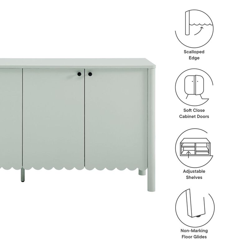 Modway Emmeline 4-Door Scalloped Sideboard in Sage image number 3