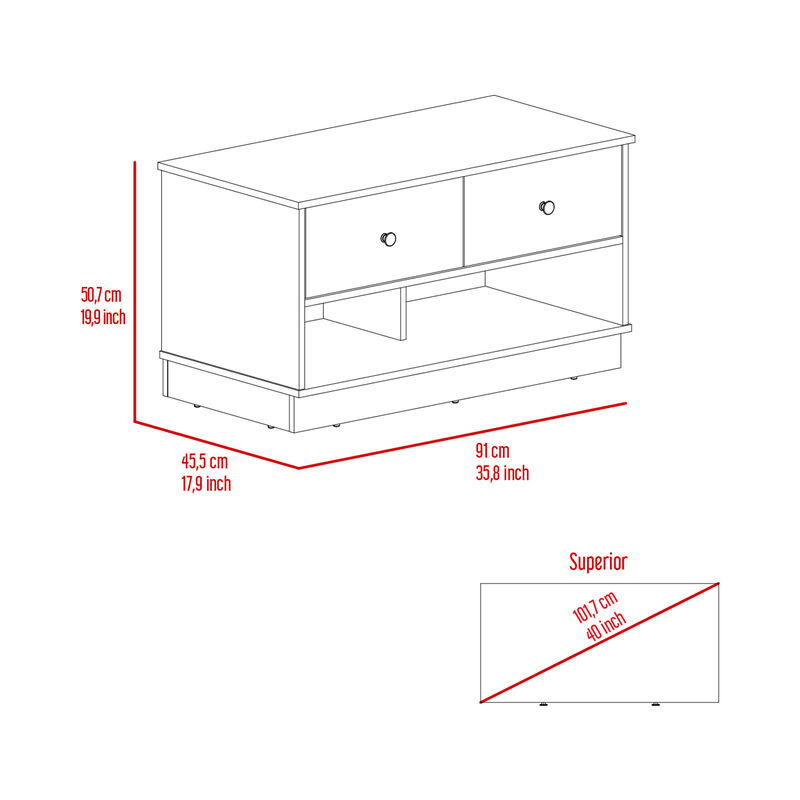 DEPOT E-SHOP Uranus Storage Bench, Two Drawers, Two Open Shelves, Black image number 9