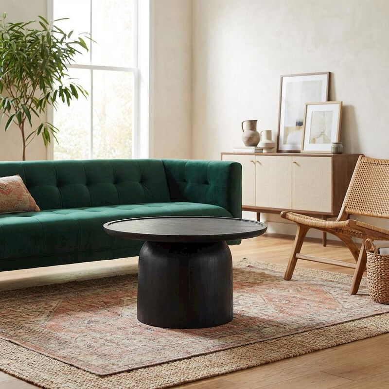 Round Wood Coffee Table with 17.5-inch Height and 30-inch Diameter image number 3