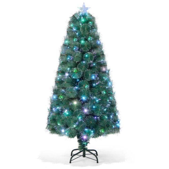 Hivvago 5/6/7 FT Pre-Lit Fiber Optic Christmas Tree with 148/185/226 Multi-Color LED Lights and Top Star Light