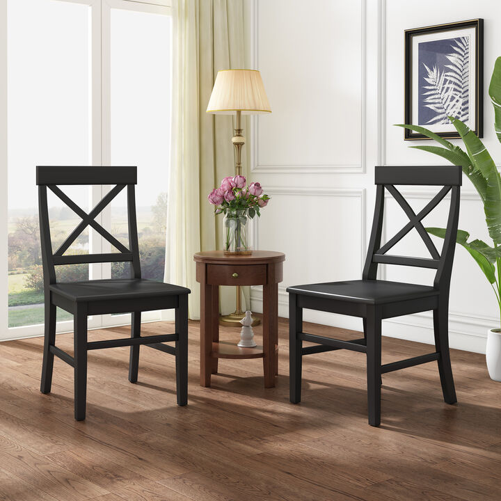 Merax Farmhouse Acacia Wood Dining Chairs 2 PCS
