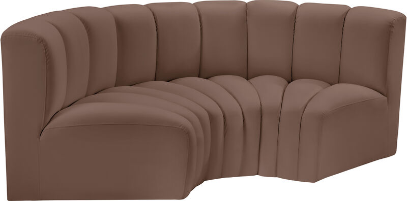 Meridian Furniture Arc Brown Vegan Leather Modular Sofa image number 3