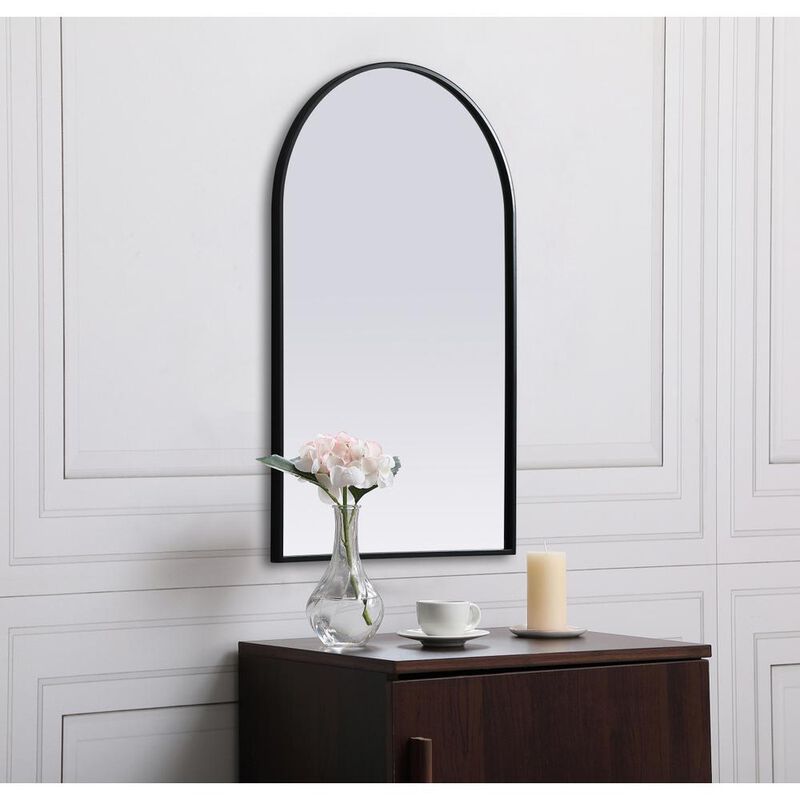 Elegant Decor Metal Frame Arch Mirror 22x36 Inch in Black