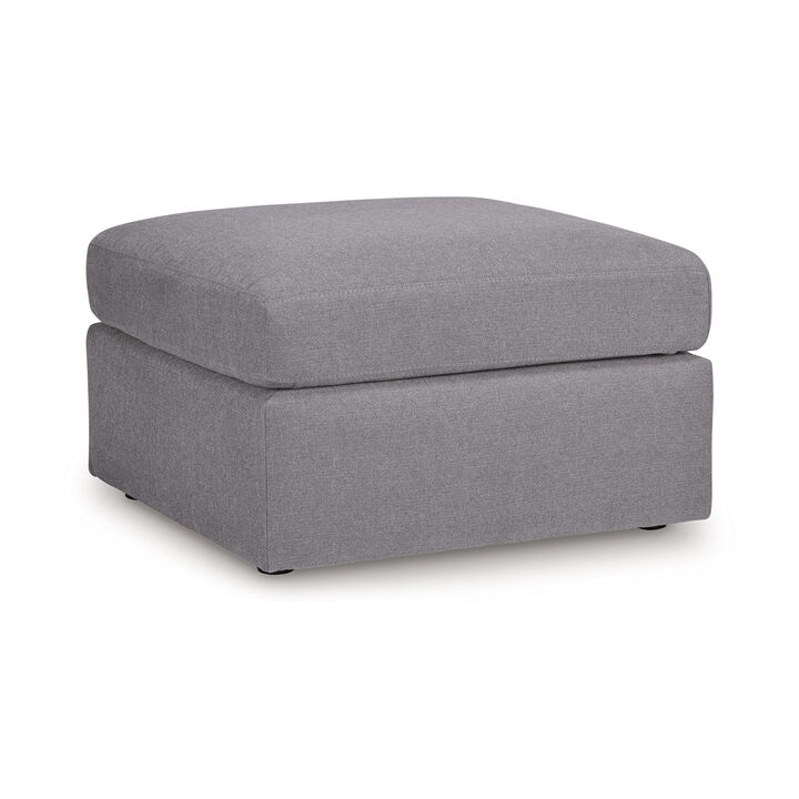 Meso Oversized Square Ottoman, Granite Gray Nuvella Polyester, 32 Inch - Benzara