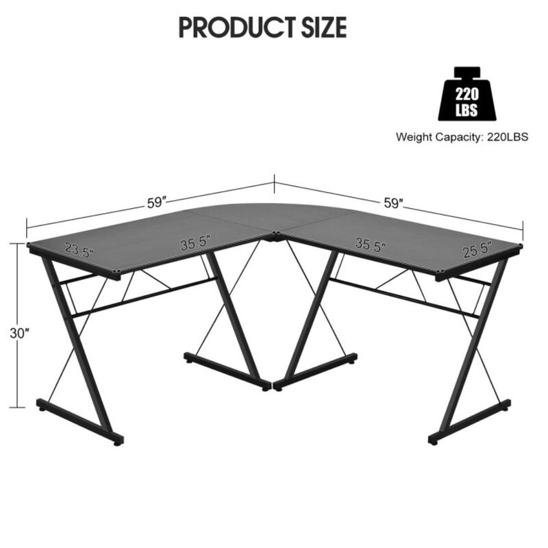 Hivvago 59 Inches L-Shaped Corner Desk Computer Table for Home Office Study Workstation