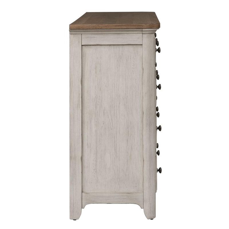 Liberty Furniture Farmhouse Reimagined 8 Drawer Dresser in Antique White w/ Chestnut Top image number 2