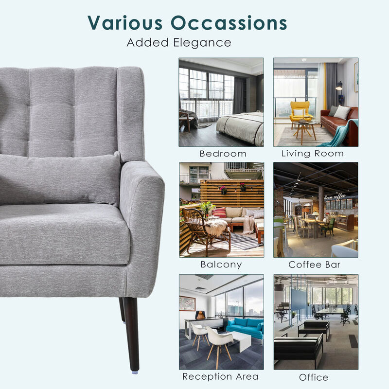 Mondawe Modern Accent Chair, Chenille Upholstered Armchair Comfy Padded Lounge with Pillow image number 4