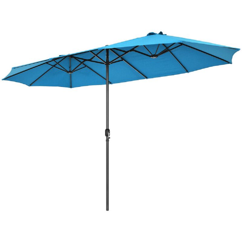 Extra-Wide Patio Umbrella &ndash; Dual Canopy with Crank Lift for Backyard or Garden