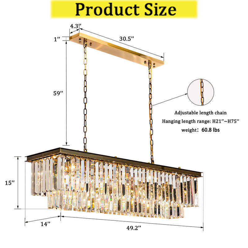 12-Light Modern Gold Fringe Crystal Chandelier for Dining Room with Crystal Accents image number 6
