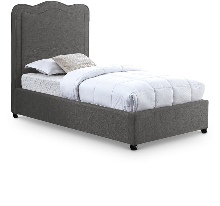 Meridian Furniture Felix Grey Linen Textured Fabric Twin Bed