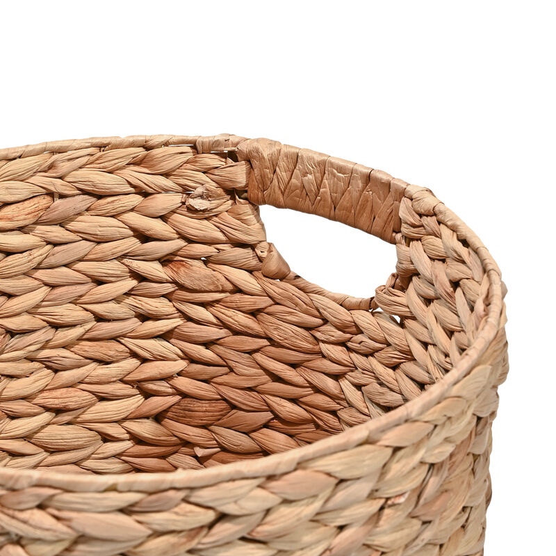 Avery Bohemian Cottage Handwoven Hyacinth Cylinder Nesting Baskets with Handles