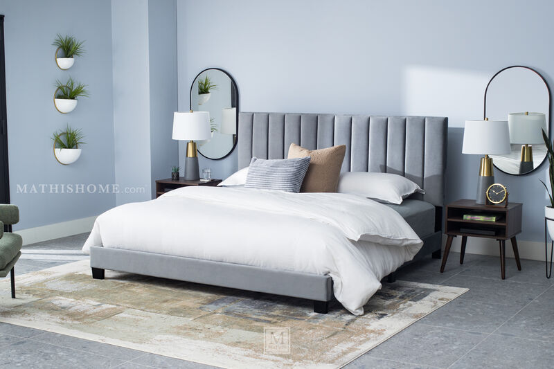 Gray Queen Bed W/2 Nightstands Mathis Home