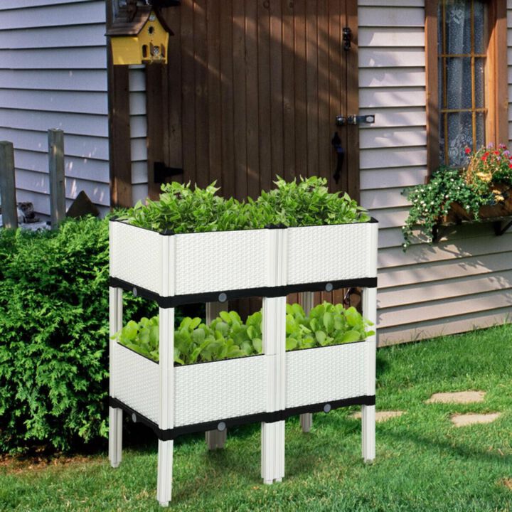 Hivvago Set of 4 Elevated Flower Vegetable Herb Grow Planter Box