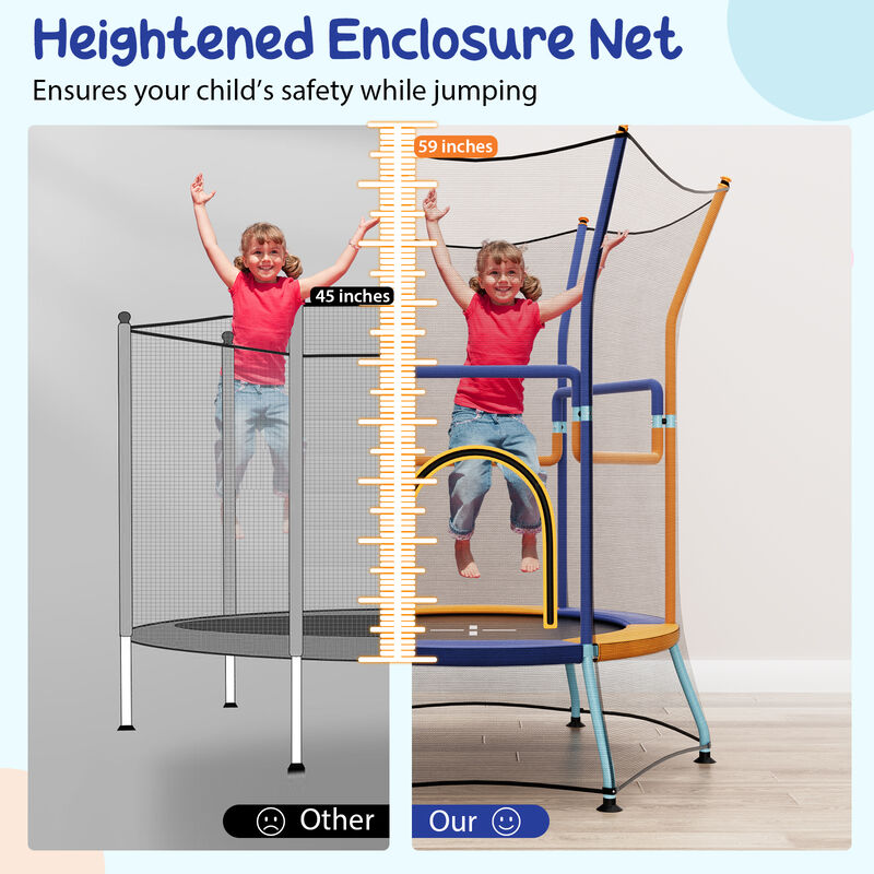 Children&rsquo;s Mini Trampoline, Enclosure Net with Foam Grip Handles image number 5