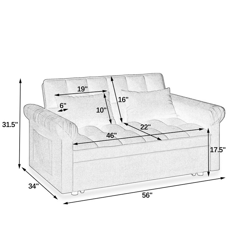 TATEUS Quick Convert Loveseat Sofa Bed with Pull-out Bed - Adjustable Comfort for Guests