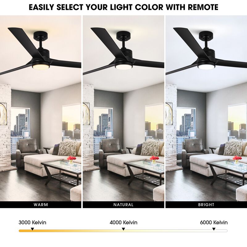 60" Industrial Black 3CCT Integrated LED Ceiling Fan with Remote