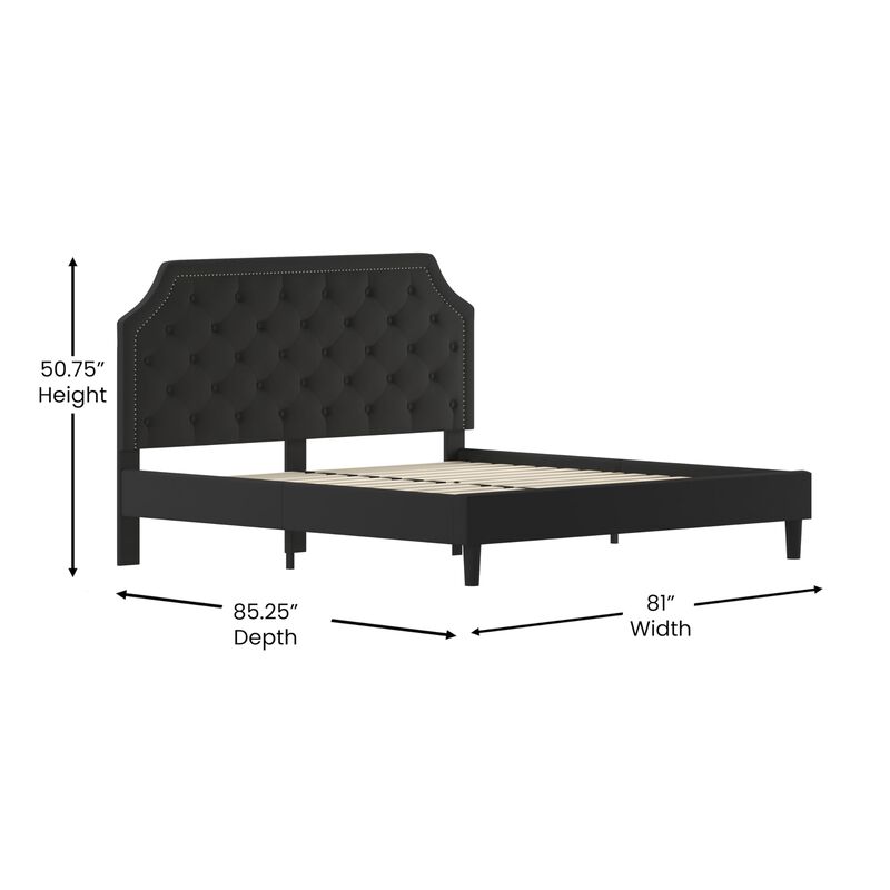 Flash Furniture Brighton King Size Tufted Upholstered Platform Bed in Black Fabric