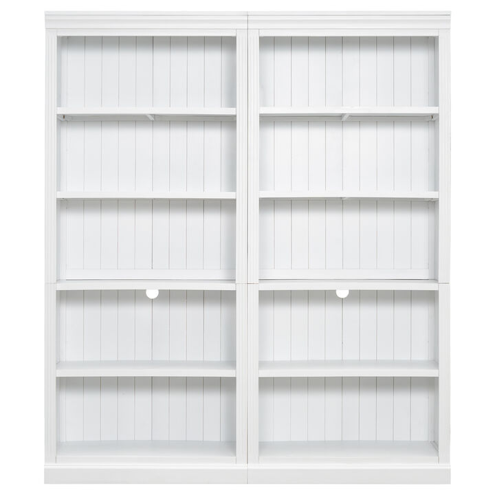 Whisen 83" Bookcase Suite, 5-Tier LED Light Solid Wood MDF for Living Room Home Office