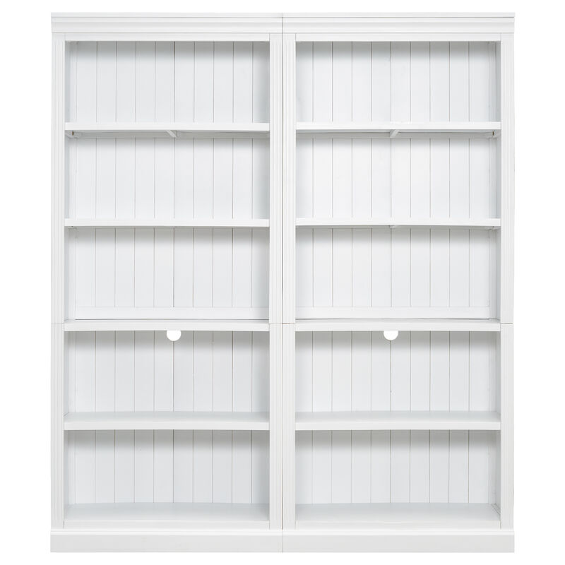 Whisen 83" Bookcase Suite, 5-Tier LED Light Solid Wood MDF for Living Room Home Office image number 0