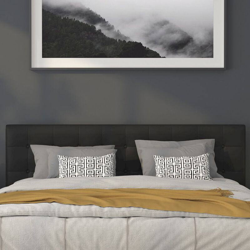 Flash Furniture Tufted Upholstered King Size Headboard in Black Vinyl image number 6