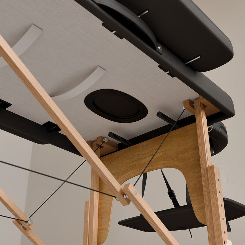 FUFU&GAGA Portable Folding Massage Bed with Solid Wood Legs & Metal Frame, Black PVC Leather Top (Open: 84.2 in. W x 21.2 in. D x 26.7 in. H / Folded: 36.2 in. W x 7 in. D x 21.2 in. H), Black