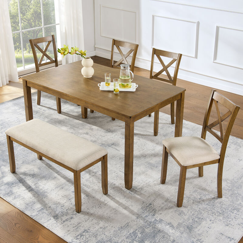 Wurvni 6‑Piece Farmhouse Dining Table Set image number 2