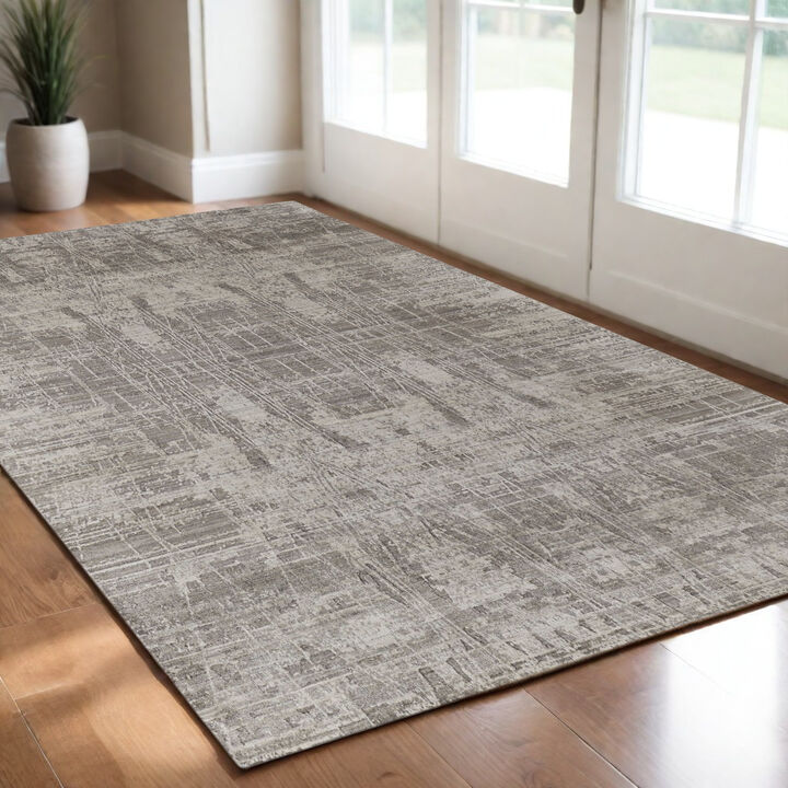 Abstract Hand Woven Worn Faded Area Rug
