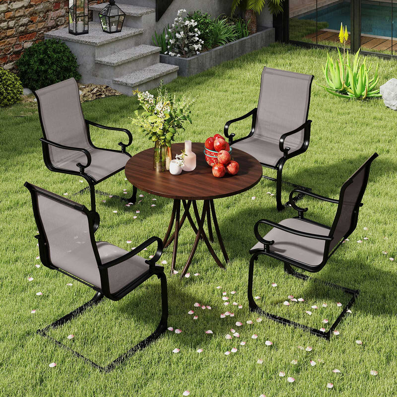 Set of 2 Patio Chairs with Quick-drying and Breathable Fabric for Backyard