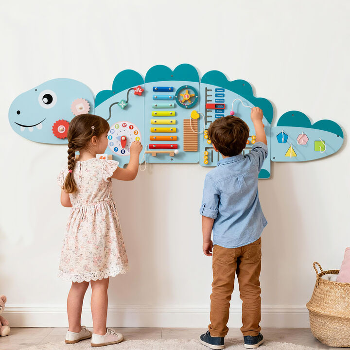 Dinosaur Busy Board 11-in-1 Activity Wall Panels for Education & Early Development