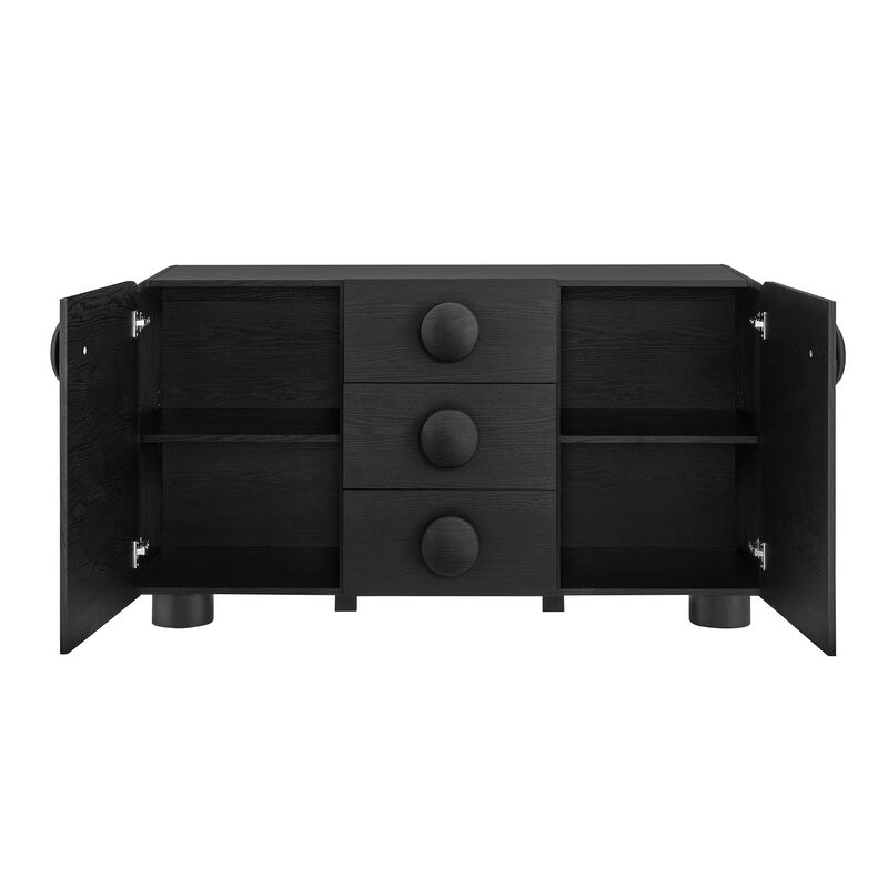 Modway Sonnet Retro Curved Sideboard in Black &ndash; 57 Inch Modern Buffet Cabinet with Circle Knobs &ndash; Credenza Cabinet with 3 Drawers &ndash; TV Stand Media Cabinet for Living Room, Home Office, Lounge Area image number 8
