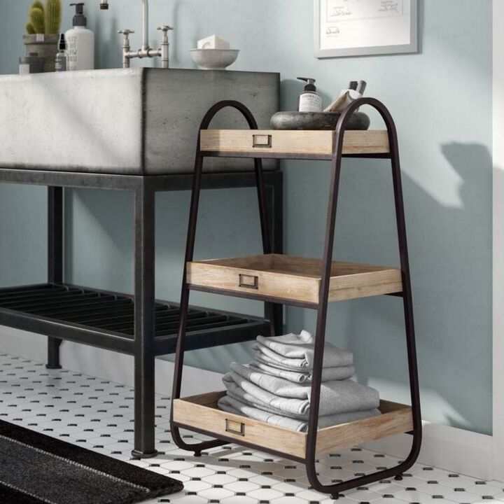 Hivvago Industrial Freestanding 3-Tier Bathroom Storage Shelving Unit