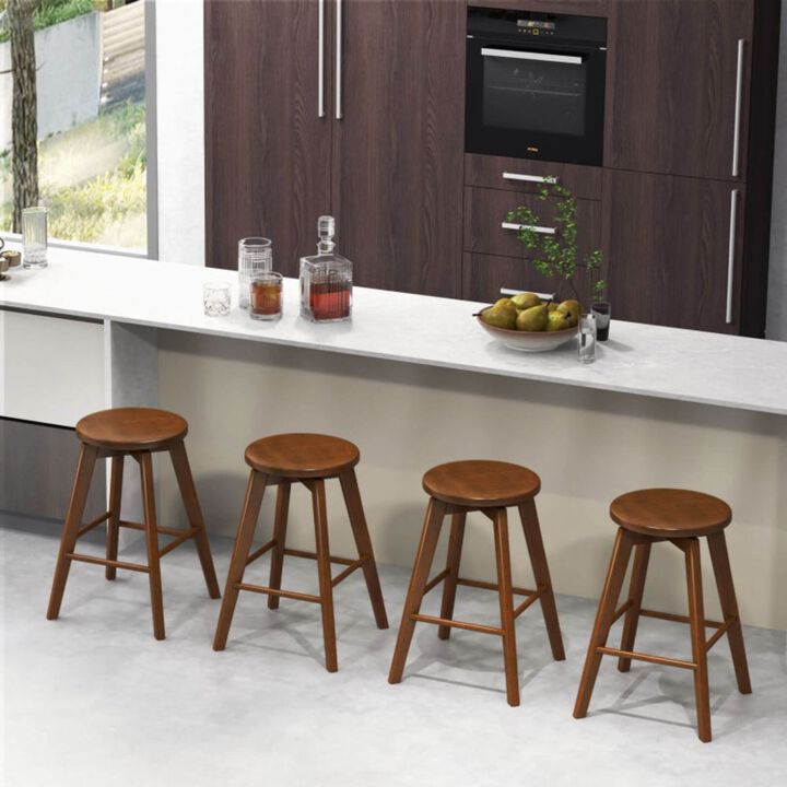 Hivago 2 Set of 24.5 Inch Counter Height Bar Stool with Rubber Wood Frame