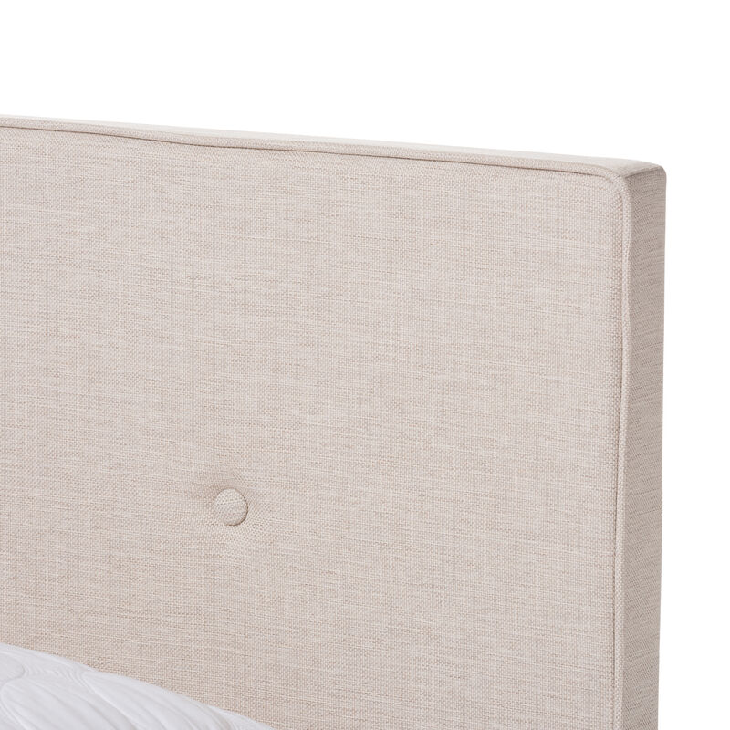 Baxton Studio Hampton Modern and Contemporary Light Beige Fabric Upholstered Queen Size Bed image number 4