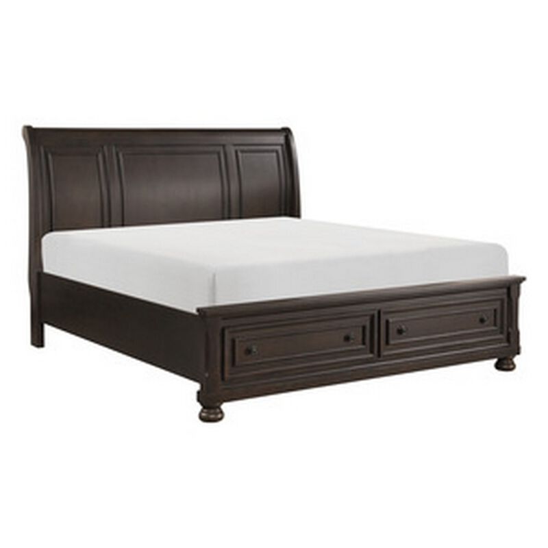 Queen Size Bedroom Set, Brown Finish, Storage Bed with Drawers, 2-Piece Set with Bed and Nightstand image number 2