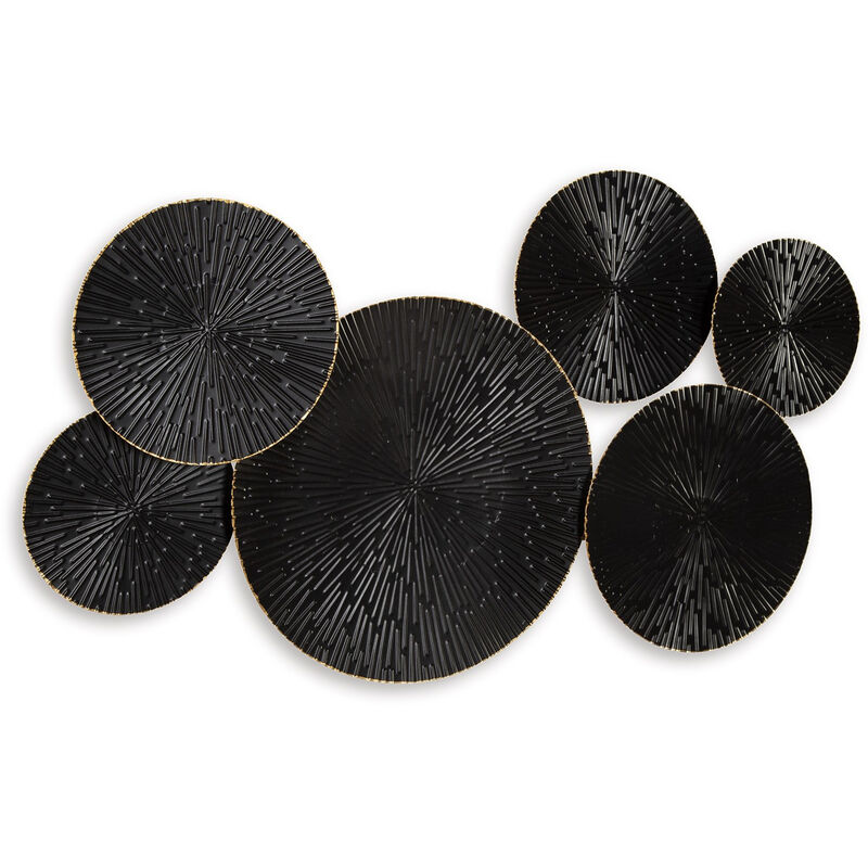 Decorative Wall Art, Geometric Metal Sculpture 21x36 Black and Gold image number 0