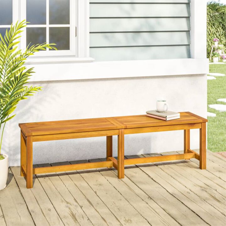 vidaXL Solid Acacia Wood Patio Bench - Sturdy Outdoor Seating for Garden, Yard, and Indoor Use - 59.1" x 13.8" x 17.7" Size - Brown Finish