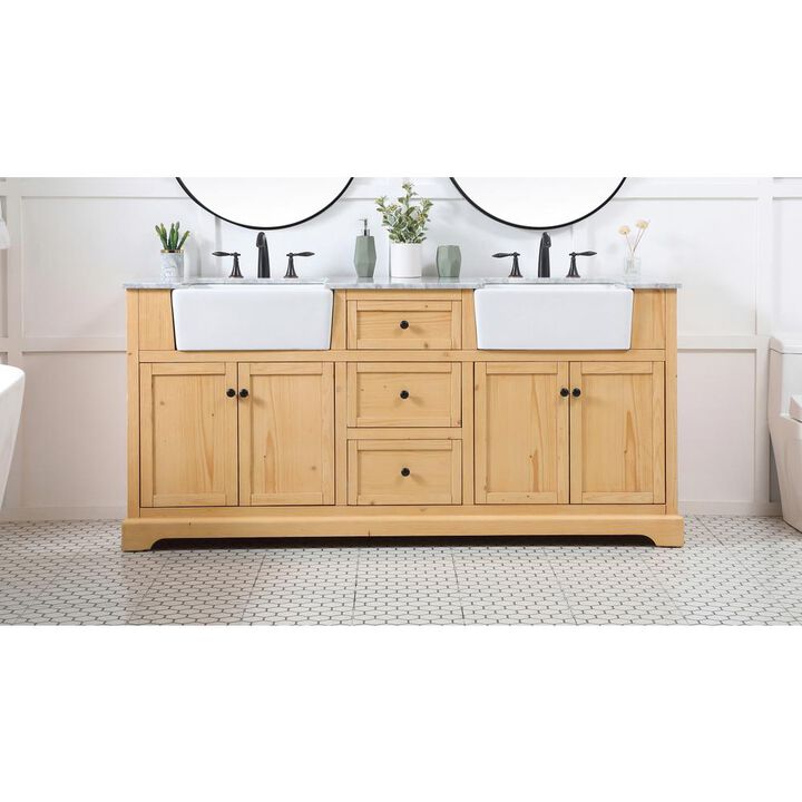 Elegant Kitchen and Bath 72 inch double bathroom vanity in natural wood