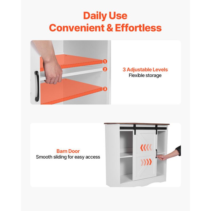 Coffee Bar Table with 3 Tiers and Magnet-Closure Doors for Home Beverage Station