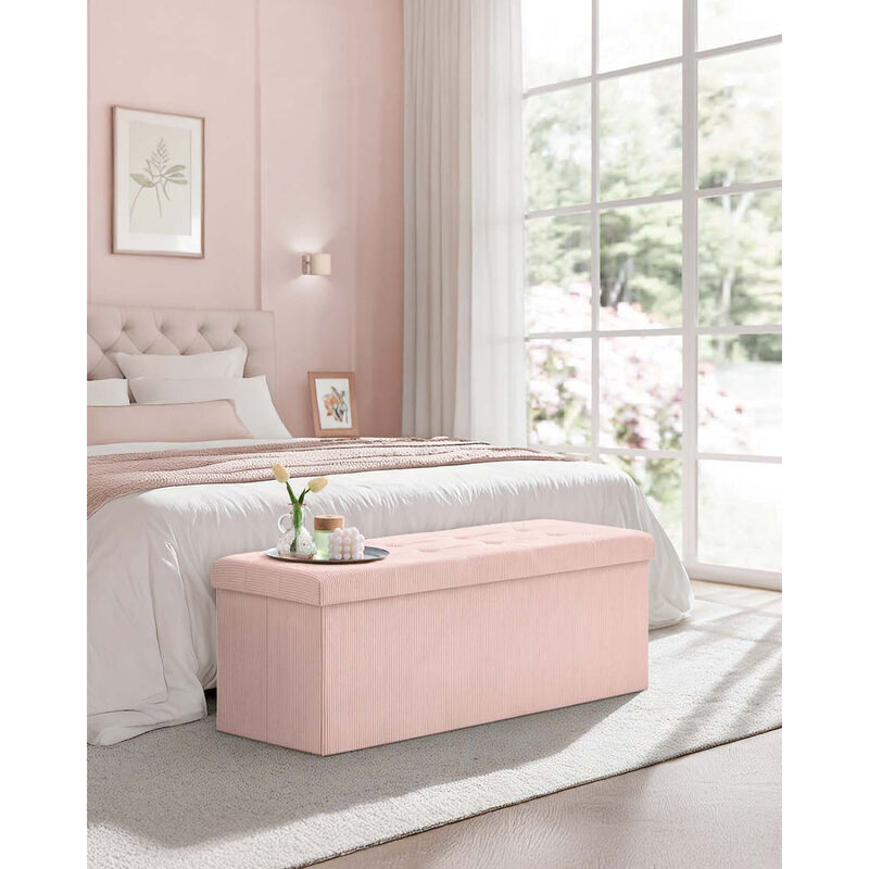 Folding Storage Bench Ottoman Footrest Seat with Hidden Compartment image number 1