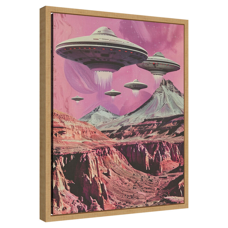 UFOs Canyon Landing by Samantha Hearn Framed Canvas Wall Art