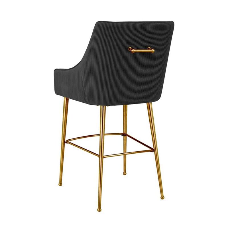 TOV Furniture Beatrix Pleated Black Velvet Bar Stool image number 3
