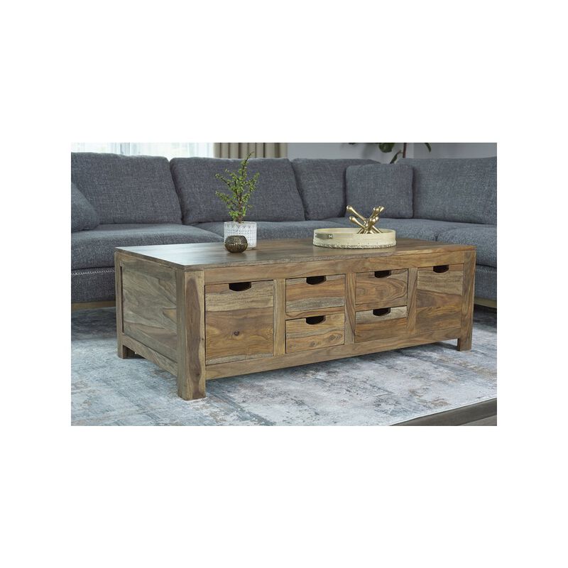 Coaster Co. of America Esther 6-drawer Solid Wood Coffee Table Natural Sheesham