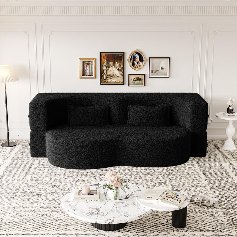 Merax Modern Floor Sofa with 2 Pillows