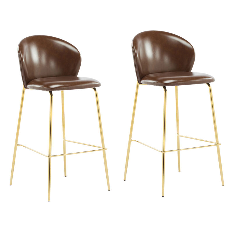 Christopher Knight Home Horace Contemporary Upholstered Bar Stool with Gilded Metal Legs (Set of 2) image number 0