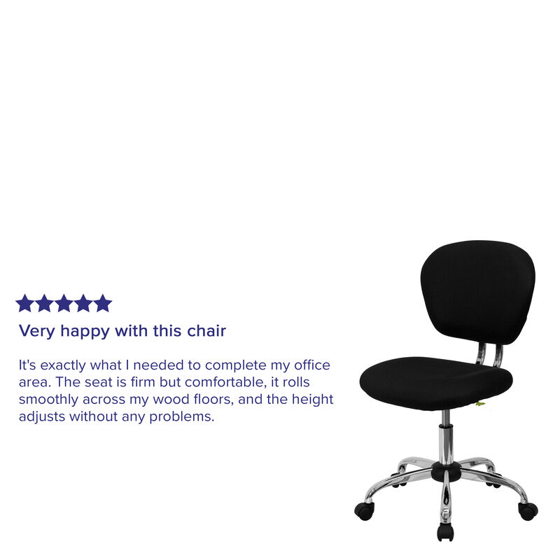 Beverly Mid-Back White Mesh Padded Swivel Task Office Chair with Chrome Base image number 2